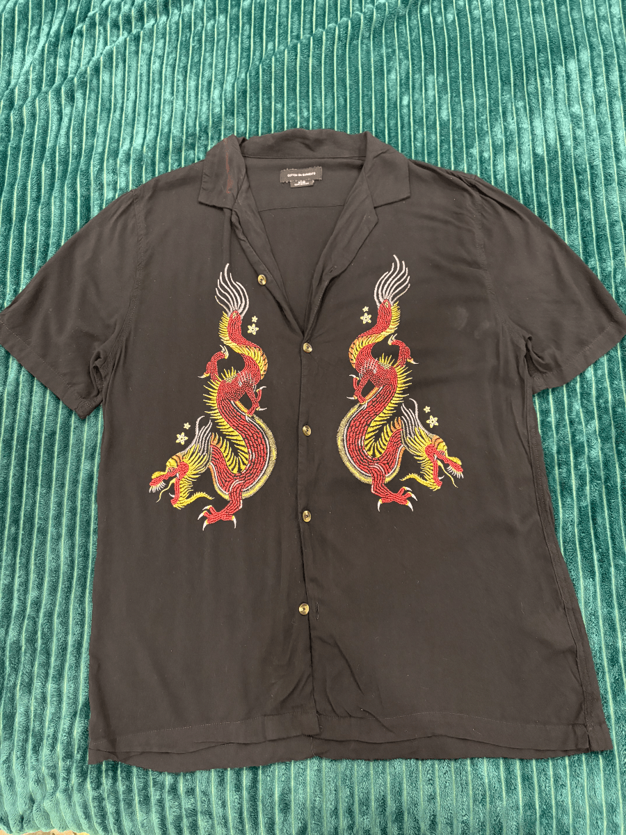 Cotton On Dragon Design Camp Collar Shirt