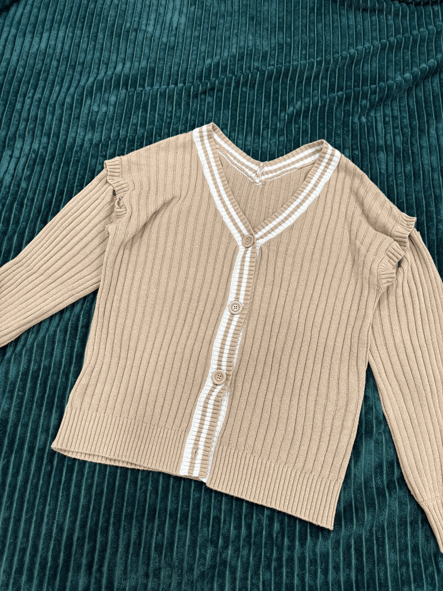 Ribbed Knit Varsity Stripe Cardigan — photo 1